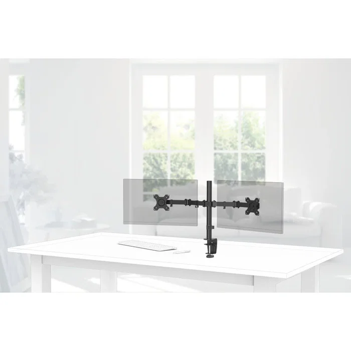 Hama 00118491 Soporte Brazo Ergonómico para Monitor hasta 32" (81.3 cm), Negro, Escritorio, Ajuste Altura, Giro 180°, Gestión Cables, VESA 75x75/100x100, Peso Máx. 8 kg