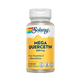 Solaray Mega Quercitin 600mg con Vitamina C y Bromelaína - 30 Cápsulas Vegetales Suplemento Bioflavonoide