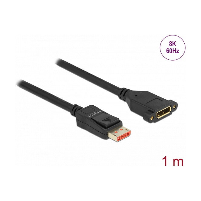 DeLOCK Cable de extensión DisplayPort para instalación en panel 8K 60 Hz 1 m