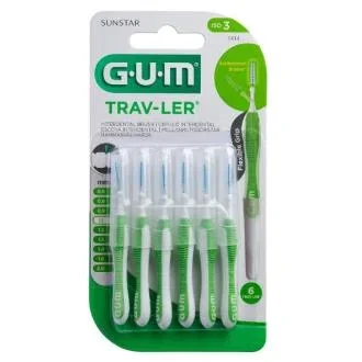 GUM Cepillo Interdental Trav-Ler 1414 1.1 mm - Pack de 6 Unidades Color Verde GUM Cepillo Interdental Trav-Ler 1414 1.1 mm - Pack de 6 Unidades Color Verde