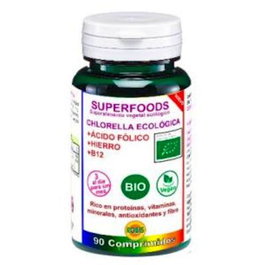 ROBIS Chlorella Superalimentos Bio 90 Cápsulas - Complemento Alimenticio Ecológico con Hierro, Vitamina B12 y Ácido Fólico
