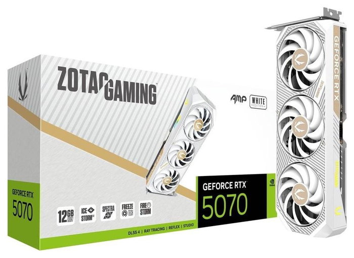 Zotac GAMING GeForce RTX 5070 AMP 12 GB GDDR7 Blanco Zotac GAMING GeForce RTX 5070 AMP 12 GB GDDR7 Blanco