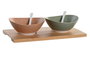 DKD Home Decor Aperitivo Set de 5 Piezas Multicolor Porcelana Bambú 29 x 15.5 x 1.5 cm