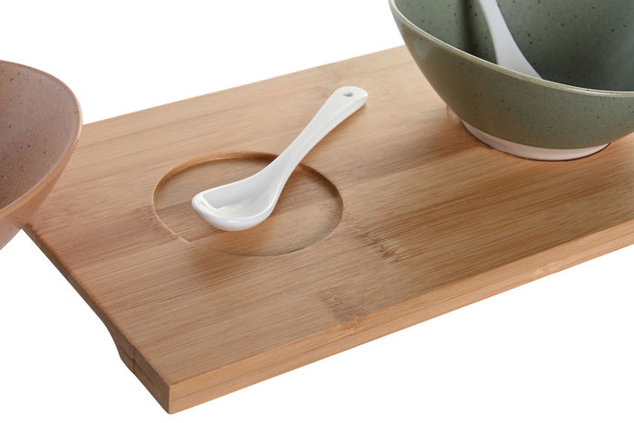 DKD Home Decor Aperitivo Set de 5 Piezas Multicolor Porcelana Bambú 29 x 15.5 x 1.5 cm DKD Home Decor Aperitivo Set de 5 Piezas Multicolor Porcelana Bambú 29 x 15.5 x 1.5 cm