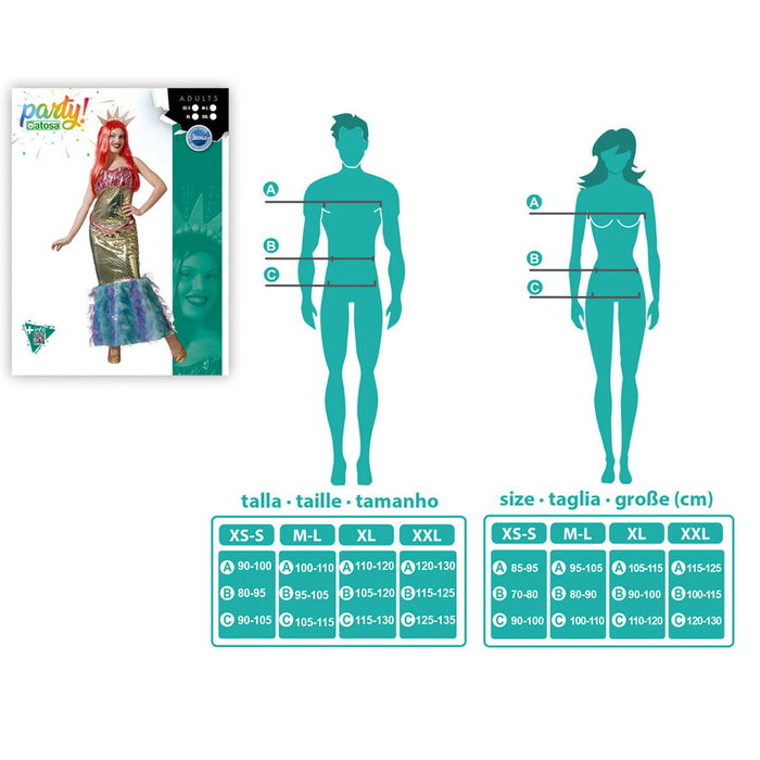 Disfraz Sirena Vestido Multicolor Mujer Adulto Talla M-L