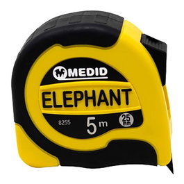 Medid Flexómetro Elephant 5 m x 25 mm Elephant Bimaterial Negro/Amarillo con Clip y Bloqueo