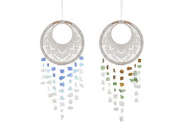DKD Home Decor Atrapasueños de Ratán y Macramé, Pack de 2, Colores Surtidos
