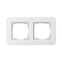 GIRA 0212410 Marco Doble para Enchufe, Sin Tornillos, Brillante Blanco