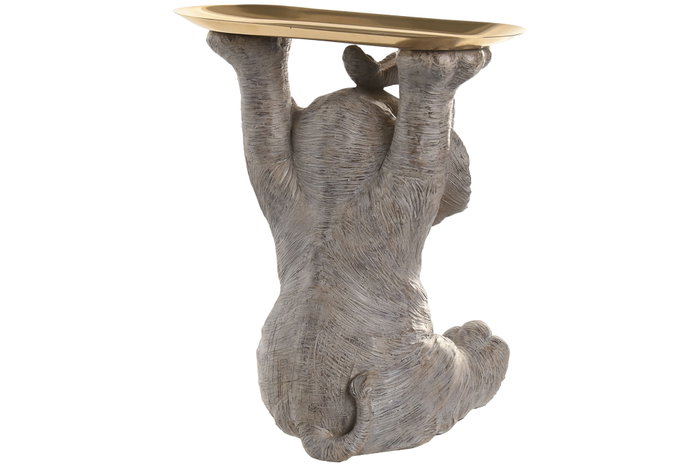 DKD Home Decor Figura de Elefante Gris y Dorado en Resina y Metal