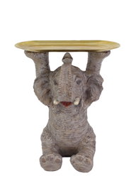 DKD Home Decor Figura de Elefante Gris y Dorado en Resina y Metal