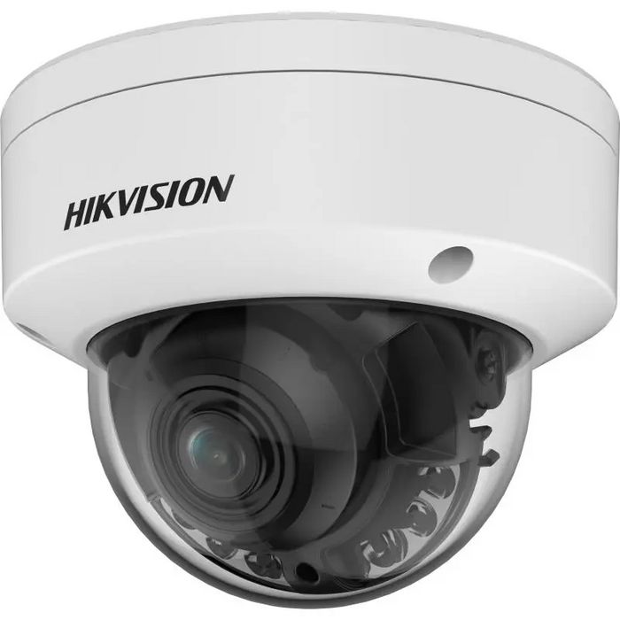 Hikvision Cámara IP Minidomo 8MP 4K Smart Hybrid Light ColorVu Motorized Varifocal 2.8-12mm WDR IK10 IP67 12V/PoE Audio Alarma Luz Híbrida 40m