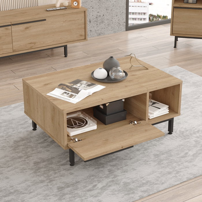 Hanah Home ON19-S Conjunto Muebles Salón Roble Soporte TV 160cm Mesa Centro 90cm