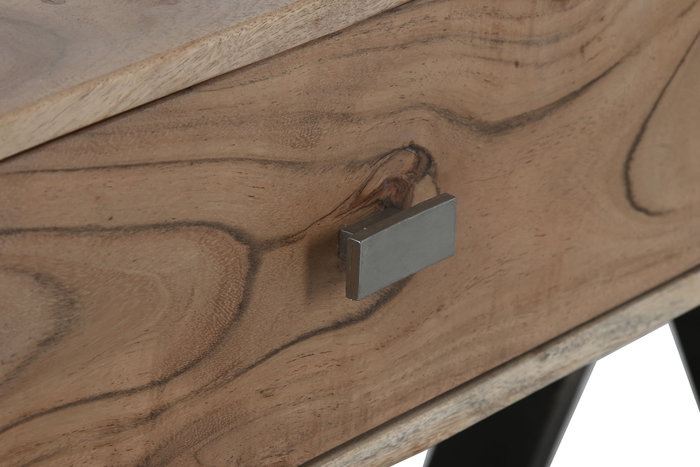 DKD Home Decor Recibidor Moderno Acacia y Metal Natural y Negro 40 x 200 x 80 cm con 1 Cajón y 2 Estanterías DKD Home Decor Recibidor Moderno Acacia y Metal Natural y Negro 40 x 200 x 80 cm con 1 Cajón y 2 Estanterías