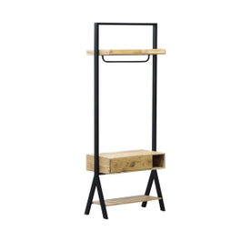 DKD Home Decor Recibidor de Acacia y Metal Natural y Negro 80x40x200