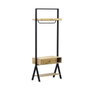 DKD Home Decor Recibidor de Acacia y Metal Natural y Negro 80x40x200