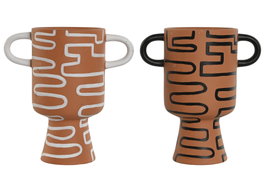 DKD Home Decor Jarrón de Terracota con Asas Surtido de 2 unidades