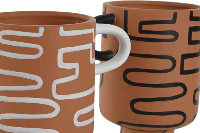 DKD Home Decor Jarrón de Terracota con Asas Surtido de 2 unidades