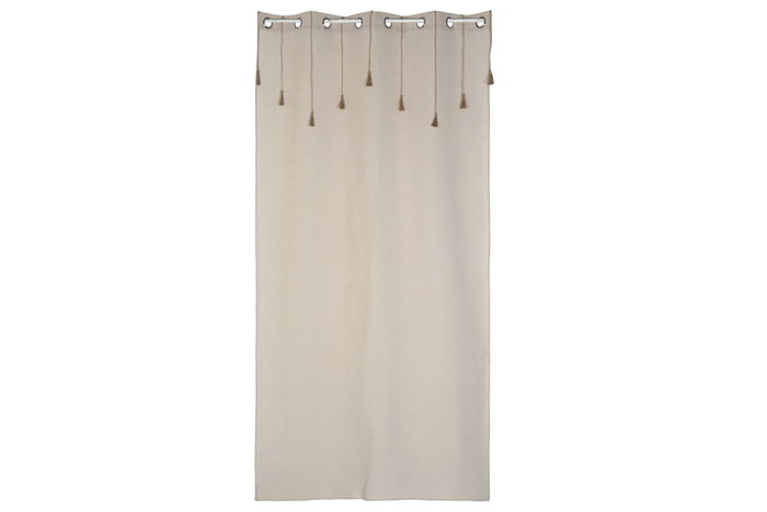 DKD Home Decor Nature23 Cortina Natural 260 x 140 cm (2 Unidades) Poliéster Algodón