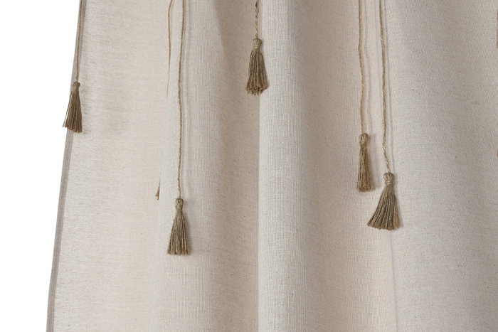 DKD Home Decor Nature23 Cortina Natural 260 x 140 cm (2 Unidades) Poliéster Algodón
