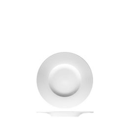 LANGENTHAL ESS LINEO Plato Llano Blanco Decorado, Porcelana con Líneas Grabadas, Diámetro 22 cm (Set de 6)