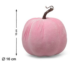 Calabaza Decorativa de Terciopelo Rosa 16 cm con Tallito Marrón para Halloween y Otoño