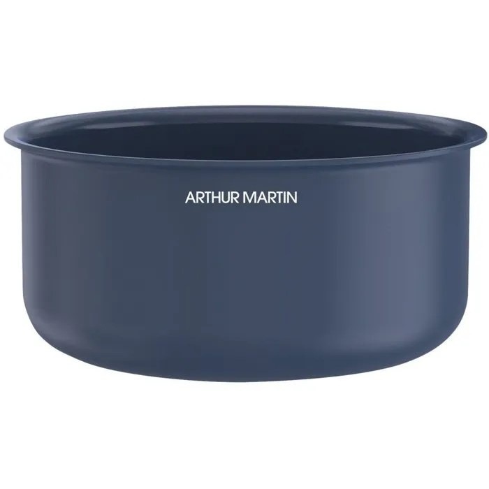 Arthur Martin AM0320 Juego de 3 Cacerolas de Cerámica Ø 16-18-20 cm con Mango Extraíble, Aptas para Todo Tipo de Fuegos, Incluida Inducción, Color Azul