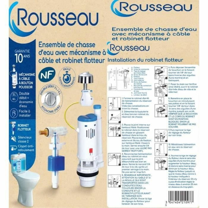 Edouard Rousseau Kit mecanismo inodoro 3/6L Certificado NF Edouard Rousseau Kit mecanismo inodoro 3/6L Certificado NF