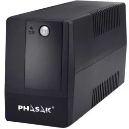 Phasak SAI Interactivo PH 9408 | 800 VA/480W con AVR para PC, NAS y Red | Protección contra Cortes | Formato Mini Torre | 2 Tomas Schuko