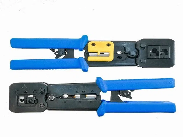 Lanberg NT-0204 Crimpadora para Conectores RJ-45, RJ-11, RJ-12, Herramienta de Crimpado, Color Negro/Azul