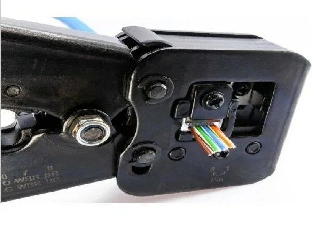 Lanberg NT-0204 Crimpadora para Conectores RJ-45, RJ-11, RJ-12, Herramienta de Crimpado, Color Negro/Azul