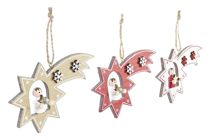 DKD Home Decor Decoración Colgante de Madera Estrella y Ángel Surtido 3 DKD Home Decor Decoración Colgante de Madera Estrella y Ángel Surtido 3