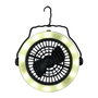Grundig Luz y Ventilador de Camping con 12 LEDs Fríos, Ventilador Integrado, Ángulo Ajustable 360°, Funciona a Pilas AA, Plegable para Mesa o Colgar, Color Blanco y Negro