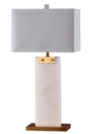 DKD Home Decor Lámpara de Sobremesa de Mármol y Metal Blanco y Dorado