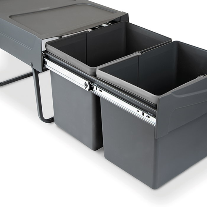 Emuca Contenedor de reciclaje 2x15L gris antracita Emuca Contenedor de reciclaje 2x15L gris antracita