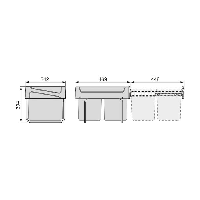 Emuca Contenedor de reciclaje 2x15L gris antracita Emuca Contenedor de reciclaje 2x15L gris antracita