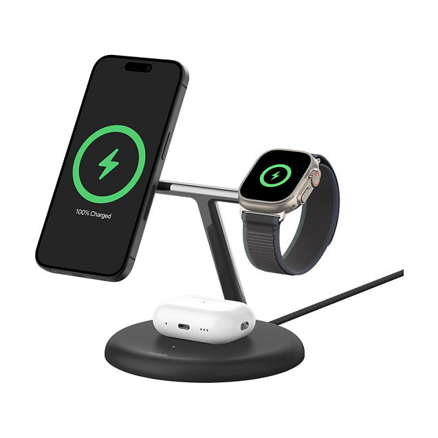 Belkin Cargador magnético Boost Charge Pro, almohadilla 3 en 1, Qi2, WIZ023VF, Negro Belkin Cargador magnético Boost Charge Pro, almohadilla 3 en 1, Qi2, WIZ023VF, Negro