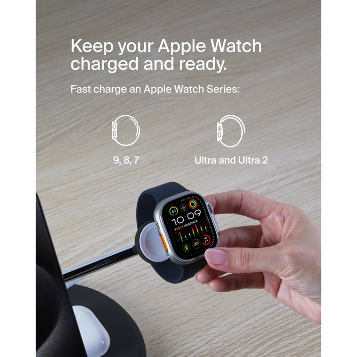 Belkin BoostCharge Pro 3-en-1 con Qi2 Negro