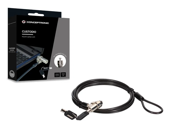 Conceptronic CUSTODIO02BSM Cable de Seguridad Negro 1,8 m con 2 llaves Conceptronic CUSTODIO02BSM Cable de Seguridad Negro 1,8 m con 2 llaves