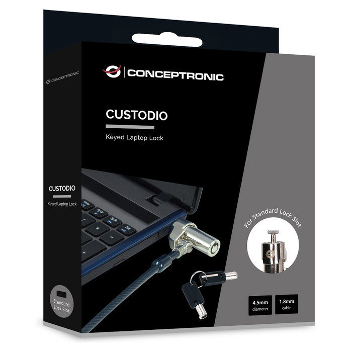 Conceptronic Candado para Portátil CUSTODIO02BSM con Cable de 1,8 m Conceptronic Candado para Portátil CUSTODIO02BSM con Cable de 1,8 m