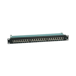VALUE Panel de parches Kat.6 Class E de 24 puertos blindado negro 48,26cm 19''
