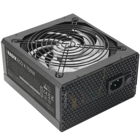 Tacens Radix Eco X Fuente de Alimentación ATX 750W 80+ Bronze, PFC Activo, 14cm Ventilador, Cableado Fijo Negro