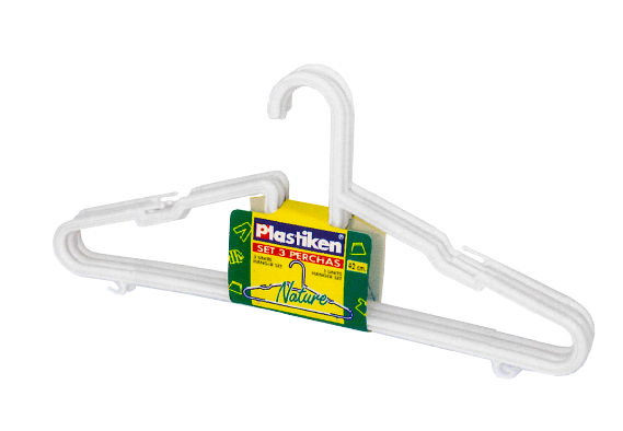 Plastiken Set de 3 Perchas Blancas 42 x 1,2 x 19 cm Plastiken Set de 3 Perchas Blancas 42 x 1,2 x 19 cm