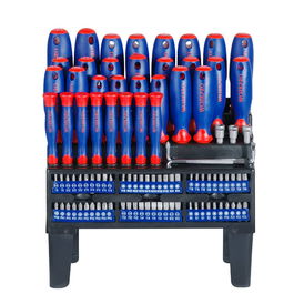 Workpro - Juego de Destornilladores CR-V 100 Piezas con 60 Puntas Magnéticas, Incluye Planos, Phillips, Torx, Cuadrados (Robertson) y Vasos Hexagonales