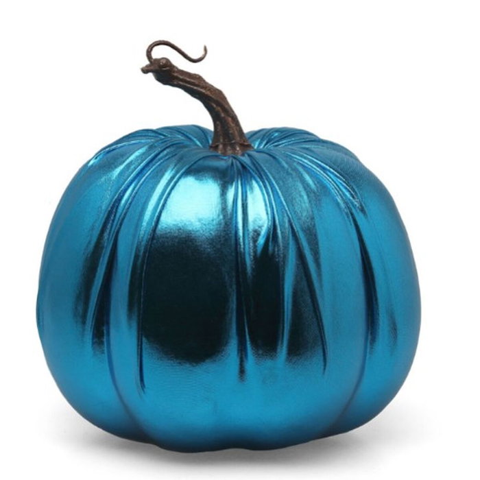 Atosa Calabaza Decorativa Metálica Azul 16 cm para Halloween
