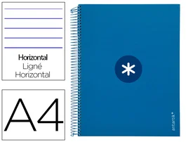 Antartik Cuaderno espiral A4 forrado 120 hojas 90 gr azul oscuro