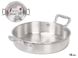 KINVARA Sartén de Aluminio con Asas de 14 cm, Plata