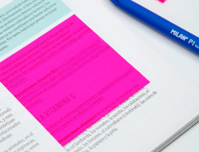 Milan Bloc de notas adhesivas translúcidas rosa fluorescente 76x76 mm