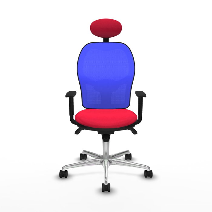 PIQUERAS Y CRESPO Silla de oficina Jorquera con mecanismo sincro, tela roja y malla azul PIQUERAS Y CRESPO Silla de oficina Jorquera con mecanismo sincro, tela roja y malla azul