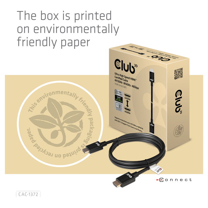 CLUB-3D Cable HDMI Ultra High Speed CAC-1372 2m 48Gbps 10K/120Hz CLUB-3D Cable HDMI Ultra High Speed CAC-1372 2m 48Gbps 10K/120Hz