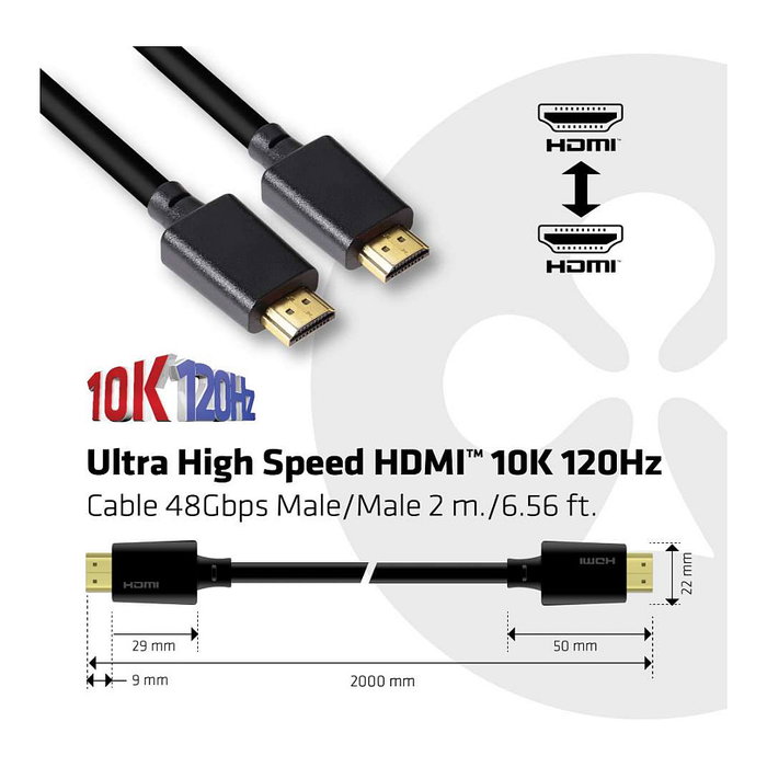 CLUB-3D Cable HDMI Ultra High Speed CAC-1372 2m 48Gbps 10K/120Hz CLUB-3D Cable HDMI Ultra High Speed CAC-1372 2m 48Gbps 10K/120Hz